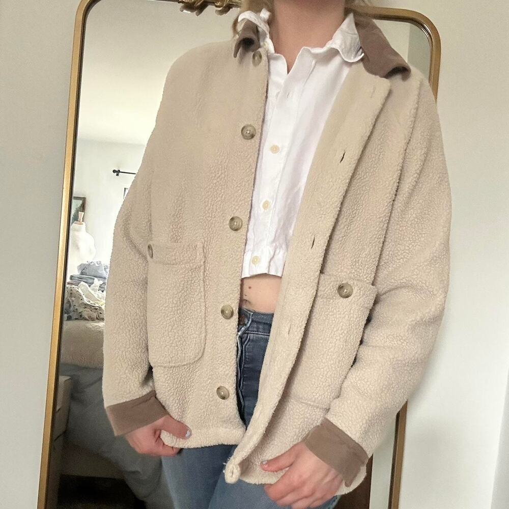 Madewell corduroy trimmed resourced sherpa terry chore coat